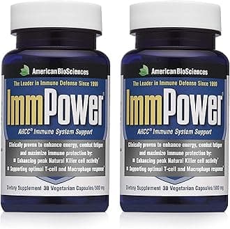 American BioSciences ImmPower | Enhanced Immune Support, Natural Killer Cell Activity & Cytokine Production | 30 Vegetarian Capsules, 500mg of AHCC per Capsule (2 Pack)