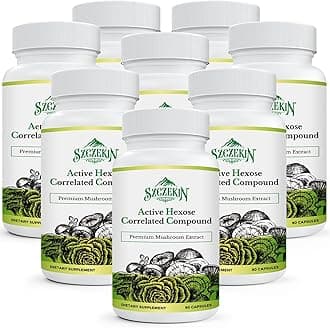 Active Hexose Correlated Compound 1500 mg Supplement, Natural 8 Mushroom Extract Supplement, Immune System, Liver Function, Natural Killer and T Cells Activity, 720 Veggie Capsules