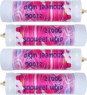 SNOWEET Cream Charger Tanks Original Flavor Steel Whipped Cream Dispensers 4.0L 2700Gram Whipped Cream Canisters with nozzles (Unflavour-4 Cylinders), 240617YW4.0L-4