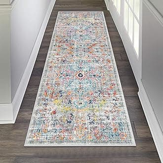 Pauwer Hallway Runner Rug 2'x6' Washable Boho Farmhouse Entryway Kitchen Runner Vintage Non Slip Laundry Room Bathroom Area Rugs Rubber Backed Front Door Foyer Bedroom Floor Mat Carpet Runner, Grey