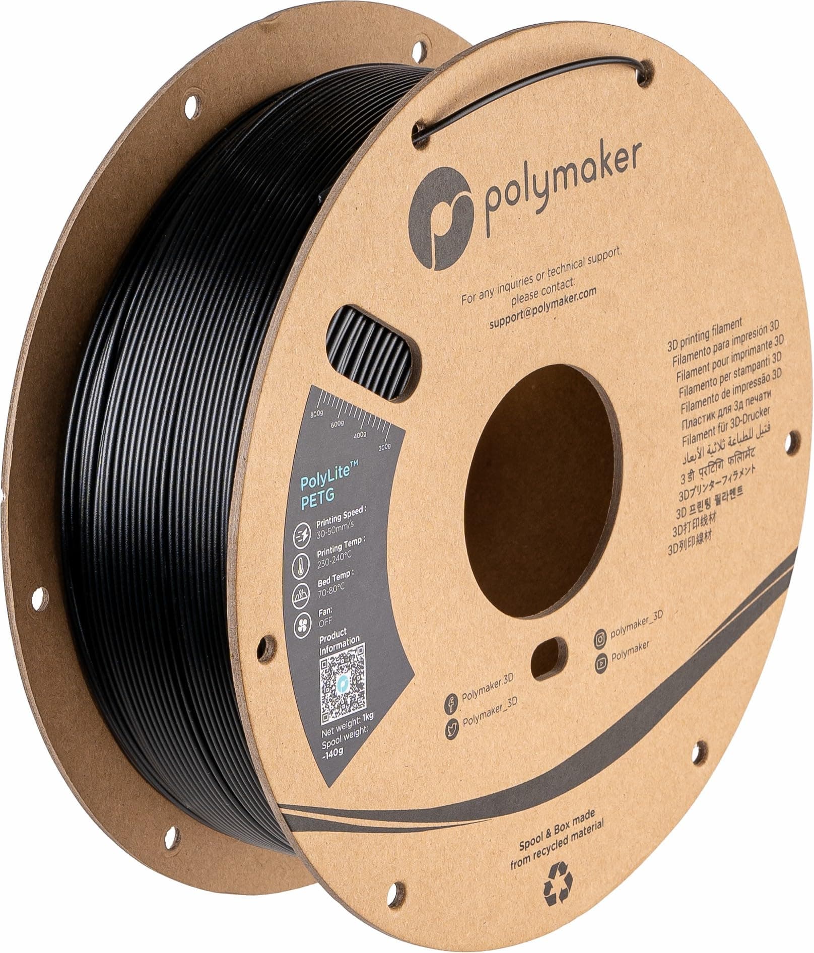 Polymaker PolyLite PETG Black - 1.75 mm - 1 kg