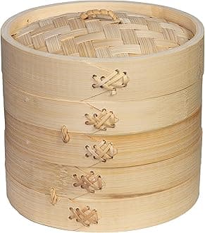 2-Tier Bamboo Steamer Baskets, 6-Inch