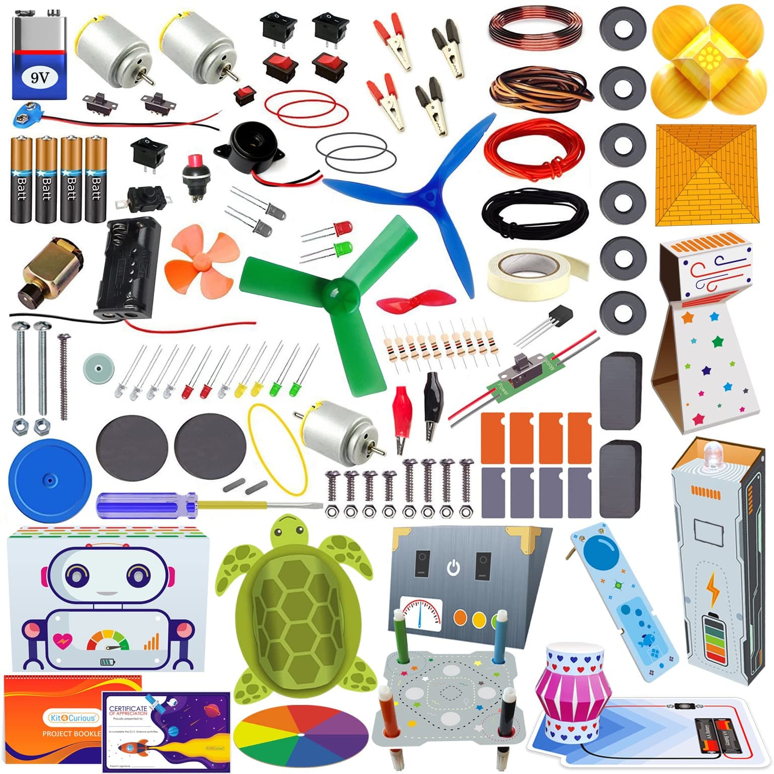 Kit4Curious® 100 DIY Projects + 13 Activities - Science & Fun Innovation kit - STEAM Learning Hobby Science Exploration Toy - Smart Educational Gift for Boys and Girls
