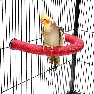 U Shape Parrot Perch Stand Pet Toy Bird Platform Sand Paw Grinding Clean Stick Cage Exercise Conure Budgie Cockatiel Accessories (Red Small)