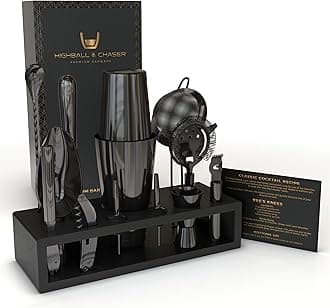 13-Piece Gunmetal Black Stainless Steel Boston Cocktail Shaker Bar Tool Set with Mixology Bartender Kit Accessories
