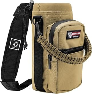 NATURE PIONEOR Water Bottle Carrier with Adjustable Strap - Insulated Sleeve Pouch Water Bottle Holder Bag with Paracord Handle & 2 Storage Pockets for 18/24/25/26/32/36/40/46oz, Hiking, Camping, Gym