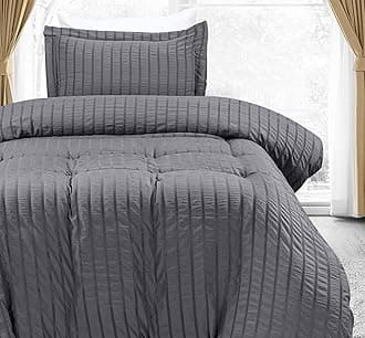 Utopia Bedding Duvet Cover Twin Size - 1 Seer Sucker Duvet Cover with 1 Pillow Sham - 2PC Comforter Cover with Zipper Closure - Soft Brushed Microfiber 68"X90" (Twin Grey) Comforter Not Included