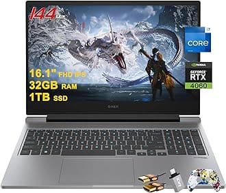 HPOmen 16 Gaming Laptop 16.1" FHD IPS 144Hz Intel 16-core i7-14650HX (>i9-13900HX) 32GB RAM 1TB SSD GeForce RTX 4060 RGB Backlit Thunderbolt FHD Privacy Camera Fast Charge Win11 w/ICP Accessory