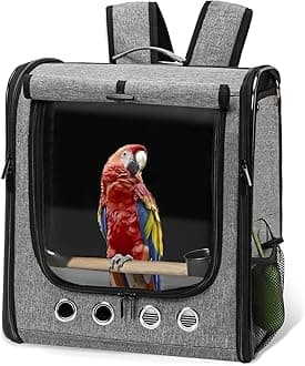Bird Carrier Bag Bird Travel Cage with Stand, Lightweight Backpack for Parrot, Portable Bird Travel Bag, Pet Transparent Breathable Travel Cage (X-Large)