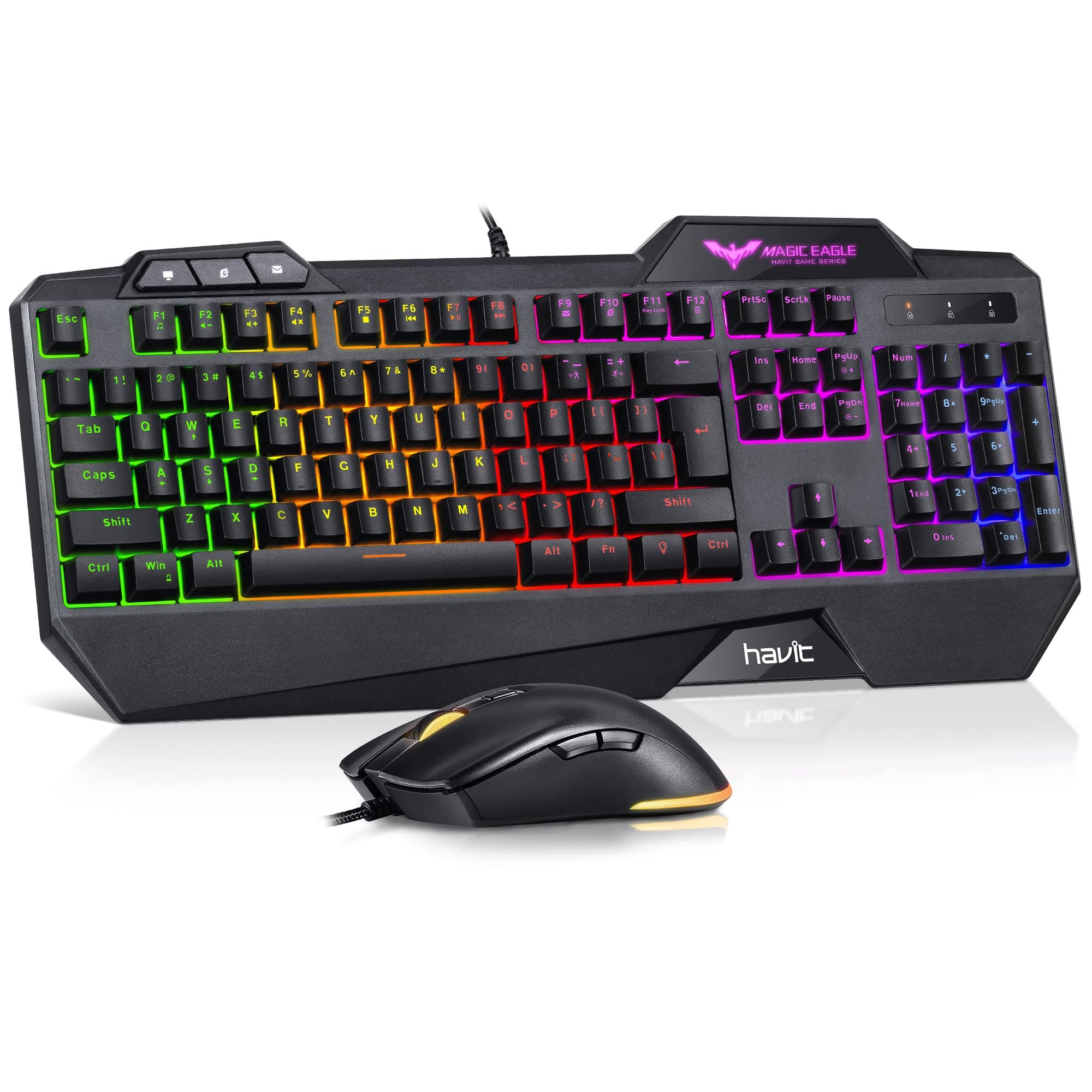 havit Gaming Keyboard and Mouse Combo, Backlit Computer keyboards and RGB Gaming Mouse, Gaming Accessories 104 Keys PC Gaming Keyboard with DPI 4800 Mouse for Gamer, Black