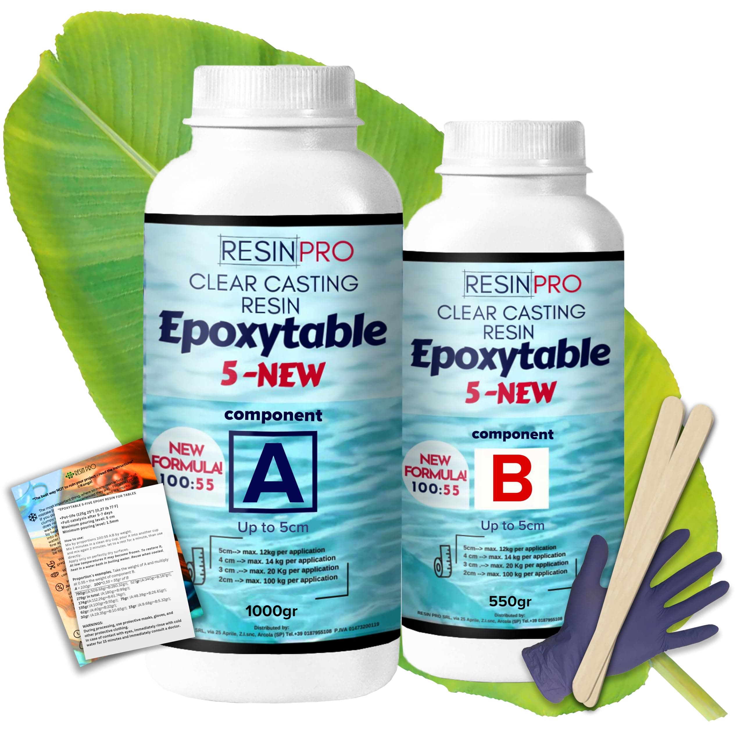 1.55 Kg Epoxy Resin Epoxytable Five Ideal for creating River Table, Furniture, Clear Casting, Countertops 5 cm, Jewellery and Artistic Creations, Non-toxic Certified, Technical Assistance in English