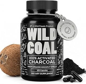 Activated Charcoal Capsules | 100% Organic Coconut Shells Active Tablets for Bloating & Hangover | Lab Tested & Non-GMO Detox Pills | Made in USA (120 Capsules)