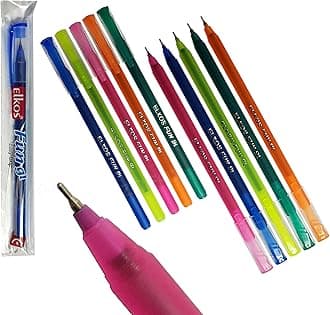 ELKOS BLUE Ballpoint Pens, 0.6mm Fine Point, Pack of 20, FunGL Ball Pens, Smooth Writing, Perfect School Office Home Pens, ZOFAX Black Ball Pen