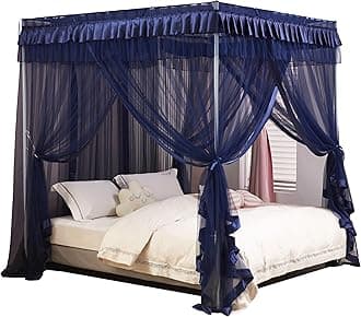 Mengersi 4 Corners Post Bed Curtain Canopy Canopies for Toddler Kids Girls(Twin, Coffee)