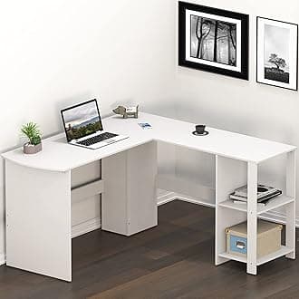 51 x 51 Inches L-Shaped Home Office Wood Corner Desk wtih Storage, White