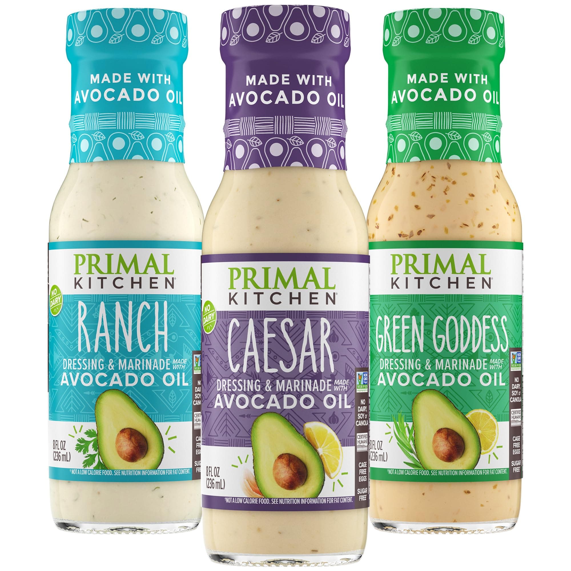 Primal Kitchen Ranch Dressing, Caesar Dressing, and Green Goddess Dressing & ...
