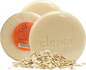 Cleure Face & Body Bar - Gentle Soap Cleanser for Sensitive Skin Infused w/Soothing Oatmeal - Gluten, SLS & Fragrance Free (3 oz, Pack of 3 Bars)