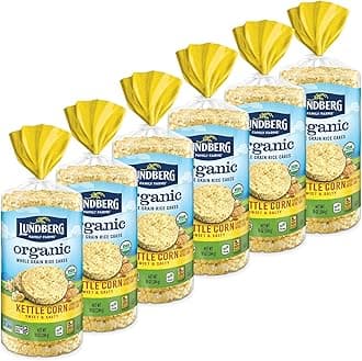 Lundberg Rice Cakes - Organic Whole Grain Kettle Corn Rice Cakes, Healthy Snacks for Adults and Kids, Gluten-Free Snacks, Organic Snacks, Vegan, 10 Oz (Pack of 6)