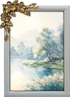 Vintage Grey Thin Boarder Floral Photo Frame / 4x6 In | For Vertical and Horizontal Display on Tabletops | Perfect for Home Decor, Wedding, Graduation, Or Milestone Photos Gift Box