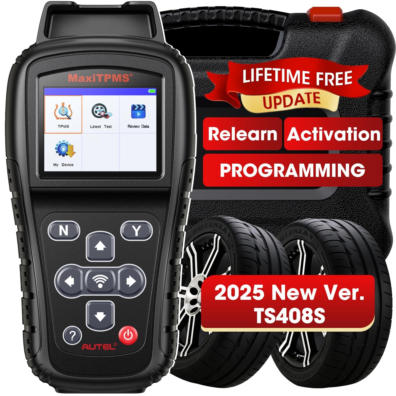 Autel MaxiTPMS TS408S Relearn Tool: 2025 OBD Programmming Scanner, Trigger OEM Universal 315, 433 Sensor, TPMS Reset, Diagnose, Read, Clear TPMS DTCs, Upgraded of Autel TS408, 401, Work as TS501 Pro