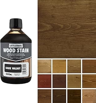 Littlefair's Wood Stain Water-Based - (Dark Walnut) – Non-Toxic, Eco-Friendly & Quick Drying - Easy-to-Apply, Concentrated Formula for All Wood Types – 500ml