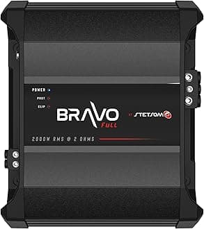Bravo Full 2000 2 Ohms Mono Car Amplifier, 2000.1 2K Watts RMS, 2Ω Stable Car Audio, HD Sound Quality, Crossover & Bass Boost, Car Stereo Speaker Subwoofer MD, Smart Coolers