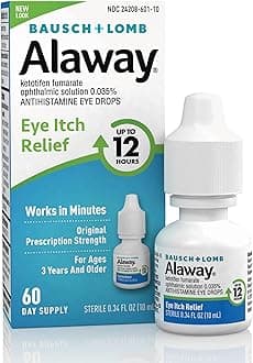 Antihistamine Eye Drops for Itchy Eyes, Fast-Acting, Up to 12-Hour Eye Itch Relief, Clinically Tested Prescription-Strength Formula, 0.34 Fl Oz