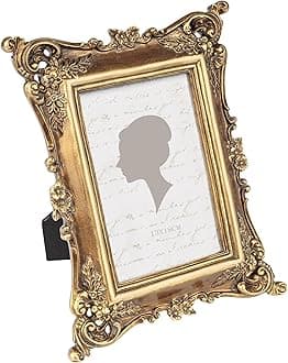 Sunlit Vintage Picture Frame 5x7 Inch, Antique Photo Frames with Glass Front, 13x18 cm, Ornate Photo Display, Tabletop Wall Hanging, Gift Ideas, Sharp Corner Design