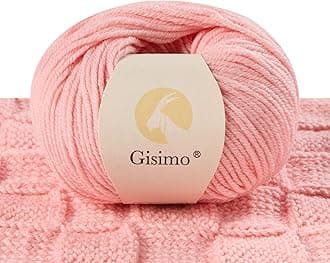 100% Merino Wool Yarn, 6-Ply Luxurious and Soft Yarn for Hand Knitting & Crocheting, 1.76 OZ/50g, 127 yds/116 Meters(Baby Pink, 1 Ball)