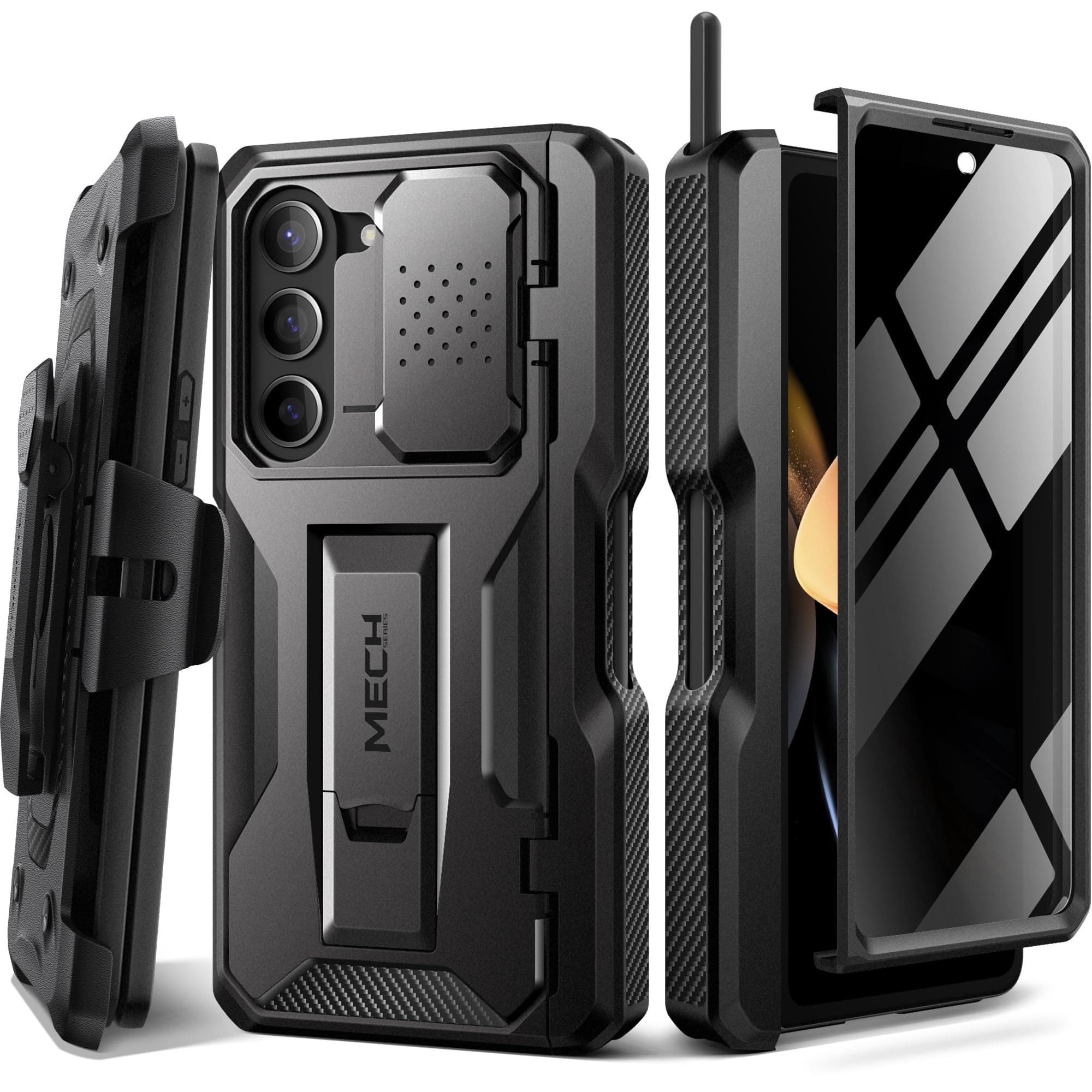 TONGATE for Z Fold 5 Case with Privacy Screen Protector, [Built-in S Pen Holder & Camera Cover] Full-Body Rugged Hinge Protection Case with Belt-Clip & Kickstand for Samsung Galaxy Z Fold 5, Black