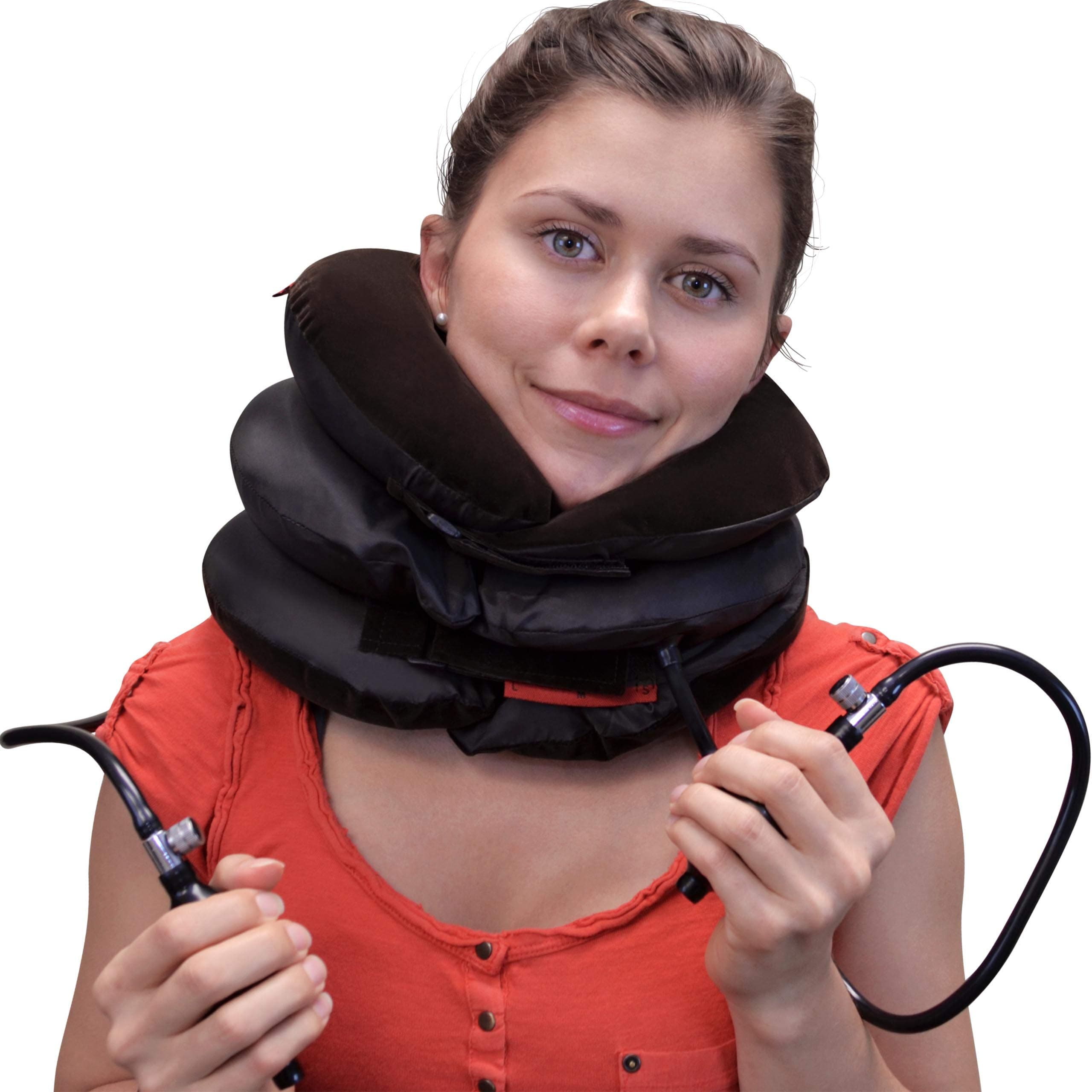 Cervical Neck Traction Device with 2 Inflatable Hand Pumps - Neck Heal™ 4-Way Targeting Neck Stretcher for Neck Support and Instant Neck Pain Relief
