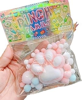 Moufhia 1 Pcs Taba Squishy Kit Kawaii Cat Paw Squishy Fidget Toy, Cute Cat Squishy's Sensory Toys, Pinch Family Squishy Toys, Stress Relief for Party Favors, Cat Mochi Squishy for Adults(Pink)