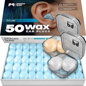 PQ Wax Ear Plugs for Sleeping, Swimming - 54 Noise Cancelling Silicone Gel Wax Earplugs, Ear Protection for Sleep and Swim, Soft Pillows with Sound Blocking Level 32Db, (54 Pillows)