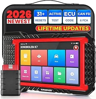KINGBOLEN K7 Bluetooth OBD2 Scanner: 2026 Bidirectional Scan Tool, Lifetime Updates, No Annual Fees, 31+ Resets, Component Matching, All System Diagnostic, CAN FD, FCA AutoAuth, Crankshaft Relearn