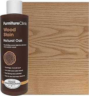Furniture Clinic Wood Stain (Natural Oak) – Fast Drying, Highly Concentrated, and Easy-to-Apply Light Oak Wood Stain for All Indoor & Outdoor Wood – Water Based & Non-Toxic – 250ml