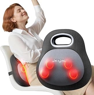 BOB AND BRAD EZBack Go Cordless Back Massager with Heat for Pain Relief Deep Tissue, Rechargeable 4D Kneading Shiatsu Back Neck Massage Pillow with Handle Relaxation at Office Home Gifts for Men Women