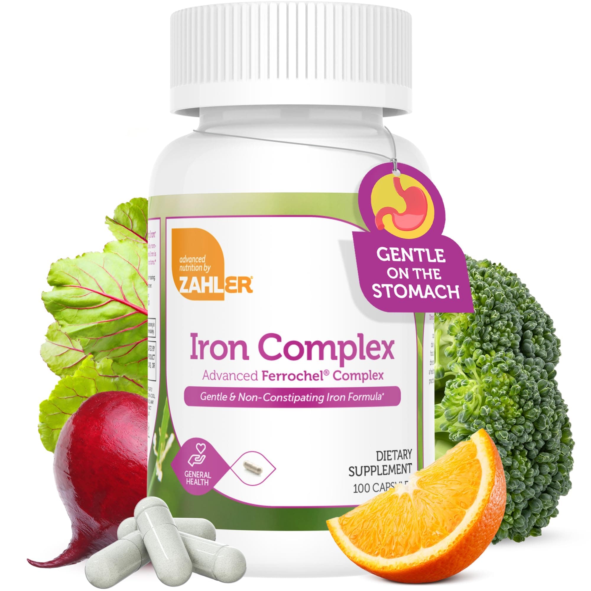 ZAHLER Iron Complex with Vitamin C, Optimal Absorption, 100 Capsules