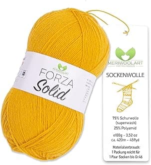 MeriWoolArt® Sock Wool 4-Ply - 100 g Merino Wool Yarn for Knitting & Crocheting, 75% Virgin Wool (Superwash), 25% Polyamide, 420 m - Ideal for Socks for Men and Women, Sweaters & Cardigans 4610