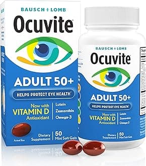 50+ Eye Vitamin & Mineral Supplement, Multivitamin for Vision & Ocular Health with Omega-3, Zinc, Vitamins C & E, Lutein & Zeaxanthin, Zinc Supplements for Women and Men, 50 Softgels
