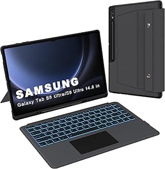 HEAPAO for 14.6 inch Samsung Galaxy Tab S9 Ultra/S8 Ultra Case with Detachable Keyboard - 7 Color Backlit, Smart Touchpad, Multi-Angle Keyboard Case for 14.6" Galaxy Tab S9 Ultra 2023/S8 Ultra 2022