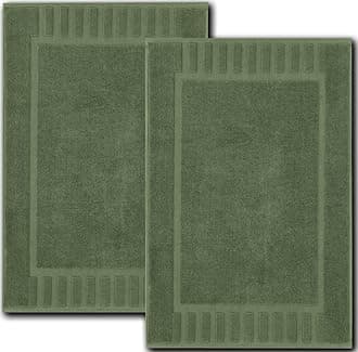 White Classic Luxury Bath Mat Floor Towel Set - Absorbent Cotton Hotel Spa Shower/Bathtub Mats [Not a Bathroom Rug] 22"x34" | 2 Pack | Forest Green