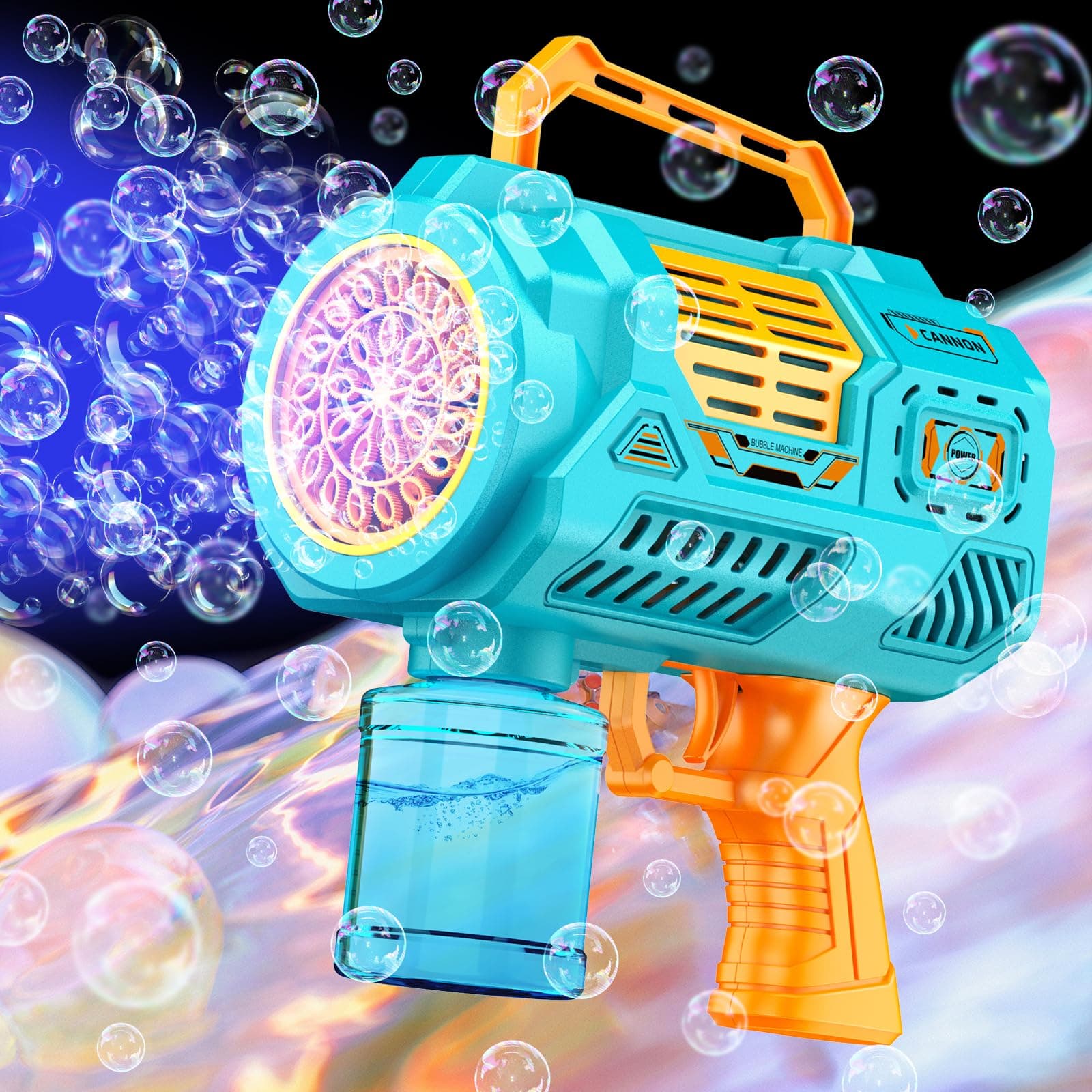 Bubble Machine Gun [10,000 Bubbles/Min] [LED Light] Bazooka Bubble Gun, Rechargeable Bubble Blower for Age 3+ Kids/Adults, Birthday Gift Summer Toy for Outdoor Wedding Party