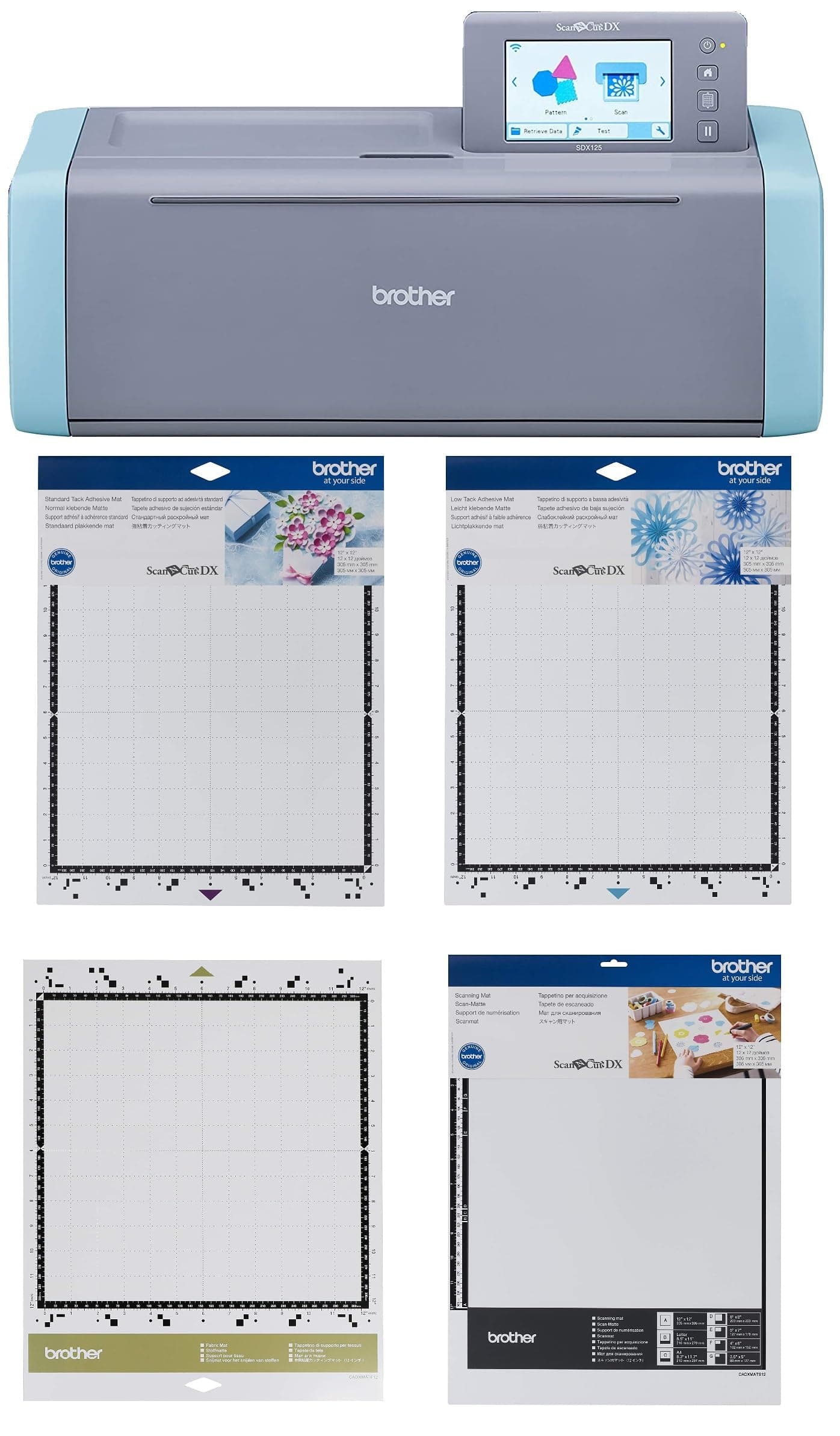 ScanNCut SDX125E Electronic DIY Cutting Machine with Scanner, Plus Fabric Mat, Scanning Mat, Standard & Low Tack Mats