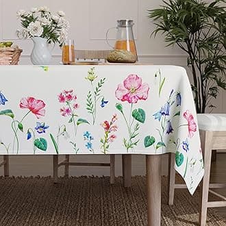 Encasa XO Dining Table Cover Cloth for 6 to 8 Seater | 140x240 cm Rectangular Table Cloth | Water Repellent Polyester Tablecloth for Indoor & Outdoor Use - Pink Butterflies Digital Print