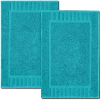 White Classic Luxury Bath Mat Floor Towel Set - Absorbent Cotton Hotel Spa Shower/Bathtub Mats [Not a Bathroom Rug] 22"x34" | 2 Pack | Aqua