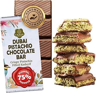 75% Pistachio Filled Dubai Chocolate Bar – 7oz | Handmade Luxury Dessert with Crunchy Kataifi & Creamy Filling, Gift for Any Special Occasion, Chocolate de Pistacho
