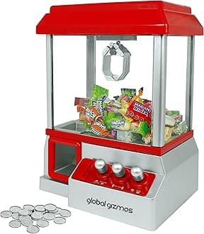 Claw Machine/Vending Machine Toy Retro Arcade Claw Machine For Kids/Candy Grabber Machine/Battery Operated and Coins Included (26x35x19.5cm)