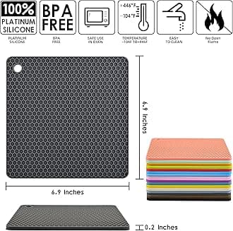 Smithcraft Brown Silicone Trivets Mats Square Silicone Rubber Pot Holder Trivet Mat for Hot Pan and Pot Hot Pads Counter Mat Heat Resistant Tablemat or Placemats 4 Pack,Size:7.5x7.5 Inch