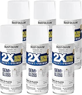 Rust-Oleum 327951-6PK American Accents Spray Paint, 12 oz, Semi-Gloss White, 6 Pack