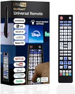 Backlit OneTouch Universal Remote Control, Replacement TV Remote for Samsung, LG TV Remote, Vizio, Sony, Roku and More, Easiest Setup Ever U.S. Based Support 80830